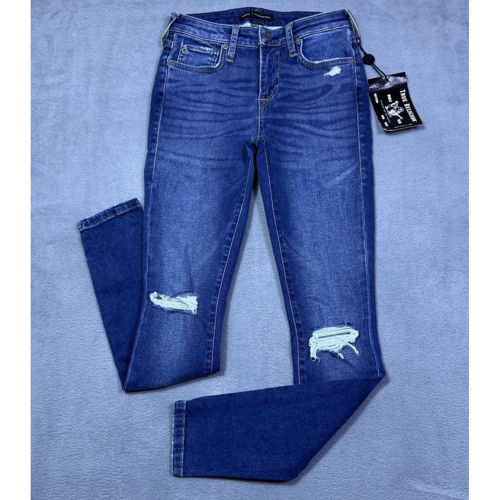 True Religion Jeans Womens 25x29 HALLE Midrise Super Skinny Nominated NEW $179
